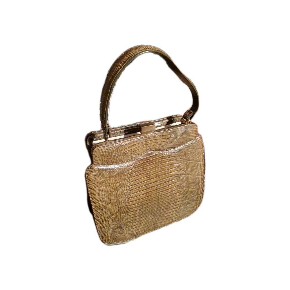 Palizzio Vintage Leather Barrel Bag Alligator/Crock